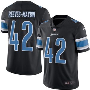 Lions #42 Jalen Reeves-Maybin Black Men's Stitched NFL Limited Rush Jersey