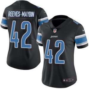 cheap Lions #42 Jalen Reeves-Maybin Black Women's Stitched NFL Limited Rush Jersey