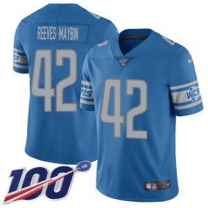 Lions #42 Jalen Reeves-Maybin Blue Team Color Men's Stitched NFL 100th Season Vapor Untouchable Limited Jersey