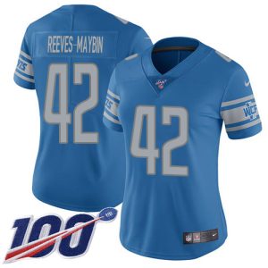 lions #42 jalen reeves-maybin blue team color women's stitched nfl 100th season vapor untouchable limited wholesale jersey