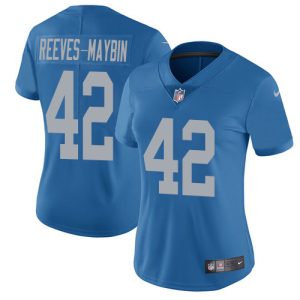 Lions #42 Jalen Reeves-Maybin Blue Throwback Women's Stitched NFL Vapor Untouchable Limited Jersey