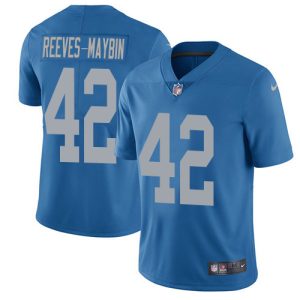 lions #42 jalen reeves-maybin blue throwback youth stitched nfl vapor untouchable limited elite jersey