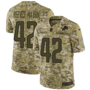 cheap Lions #42 Jalen Reeves-Maybin Camo Men's Stitched NFL Limited 2018 Salute To Service Jersey