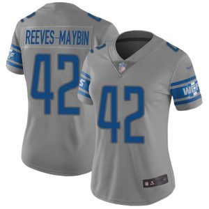 Lions #42 Jalen Reeves-Maybin Gray Women's Stitched NFL Limited Inverted Legend Jersey