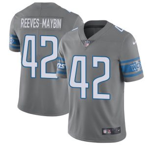 replica Lions #42 Jalen Reeves-Maybin Gray Youth Stitched NFL Limited Rush Jersey