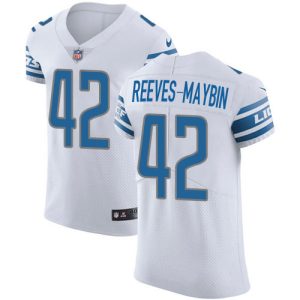 cheap Lions #42 Jalen Reeves-Maybin White Men's Stitched NFL New Elite Jersey