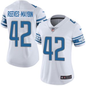 Lions #42 Jalen Reeves-Maybin White Women's Stitched NFL Vapor Untouchable Limited Jersey