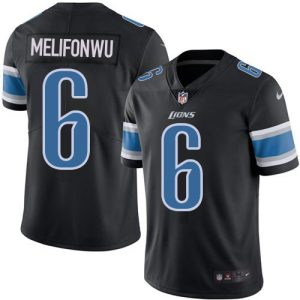 youth Lions #6 Ifeatu Melifonwu Black Men's Stitched NFL Limited Rush Jersey