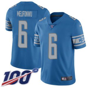 lions #6 ifeatu melifonwu blue team color men's stitched nfl 100th season vapor untouchable limited custom jersey