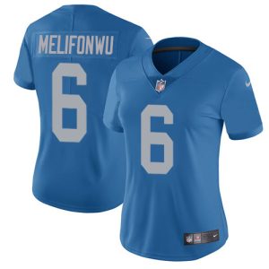 cheap Lions #6 Ifeatu Melifonwu Blue Throwback Women's Stitched NFL Vapor Untouchable Limited Jersey