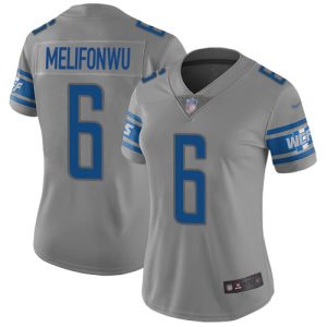 lions #6 ifeatu melifonwu gray women's stitched nfl limited inverted legend cheap jersey