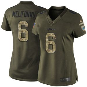 custom Lions #6 Ifeatu Melifonwu Green Women's Stitched NFL Limited 2015 Salute to Service Jersey