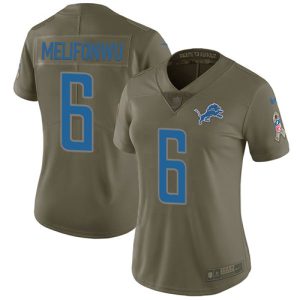 lions #6 ifeatu melifonwu olive women's stitched nfl limited 2017 salute to service cheap jersey