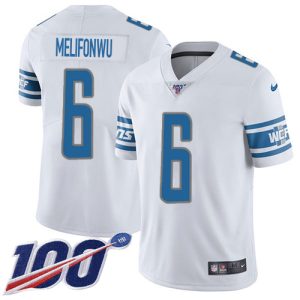 Lions #6 Ifeatu Melifonwu White Men's Stitched NFL 100th Season Vapor Untouchable Limited Jersey