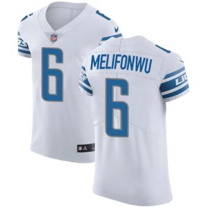 Lions #6 Ifeatu Melifonwu White Men's Stitched NFL New Elite Jersey