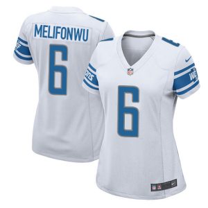 youth Lions #6 Ifeatu Melifonwu White Women's Stitched NFL Elite Jersey