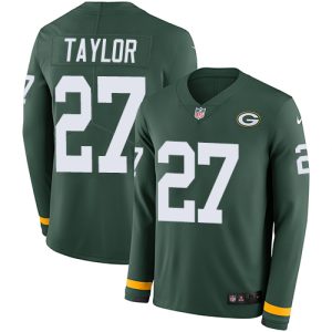 Packers #27 Patrick Taylor Green Team Color Men's Stitched NFL Limited Therma Long Sleeve Jersey