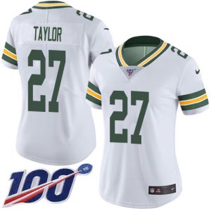 authentic Packers #27 Patrick Taylor White Women's Stitched NFL 100th Season Vapor Untouchable Limited Jersey