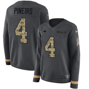 panthers #4 eddy pineiro anthracite salute to service women's stitched nfl limited therma long sleeve wholesale jersey