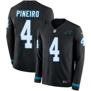 Panthers #4 Eddy Pineiro Black Team Color Men's Stitched NFL Limited Therma Long Sleeve Jersey