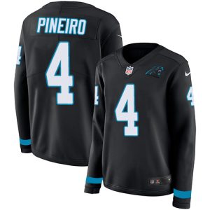 wholesale Panthers #4 Eddy Pineiro Black Team Color Women's Stitched NFL Limited Therma Long Sleeve Jersey