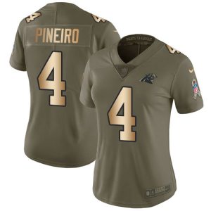 panthers #4 eddy pineiro olive/gold women's stitched nfl limited 2017 salute to service wholesale jersey