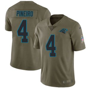 youth Panthers #4 Eddy Pineiro Olive Men's Stitched NFL Limited 2017 Salute To Service Jersey