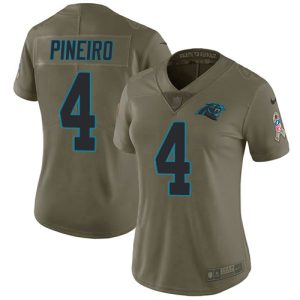 Panthers #4 Eddy Pineiro Olive Women's Stitched NFL Limited 2017 Salute To Service Jersey