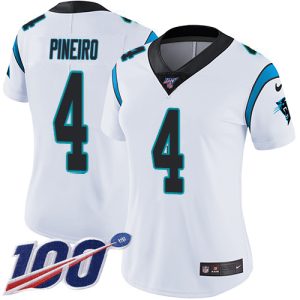 panthers #4 eddy pineiro white women's stitched nfl 100th season vapor untouchable limited custom jersey