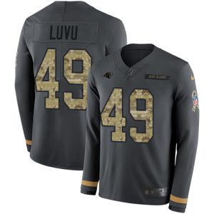 panthers #49 frankie luvu anthracite salute to service youth stitched nfl limited therma long sleeve wholesale jersey