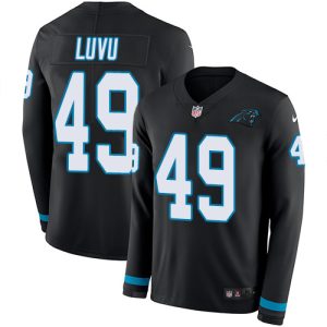 Panthers #49 Frankie Luvu Black Team Color Men's Stitched NFL Limited Therma Long Sleeve Jersey