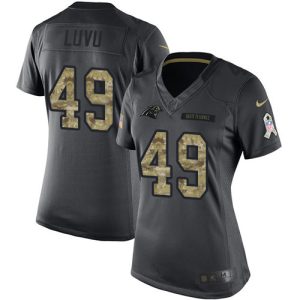 Panthers #49 Frankie Luvu Black Women's Stitched NFL Limited 2016 Salute to Service Jersey