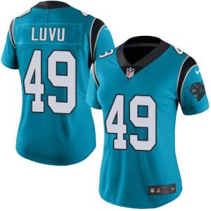 panthers #49 frankie luvu blue alternate women's stitched nfl vapor untouchable limited replica jersey