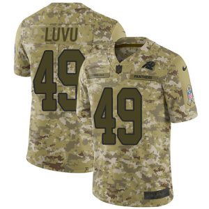 panthers #49 frankie luvu camo men's stitched nfl limited 2018 salute to service elite jersey