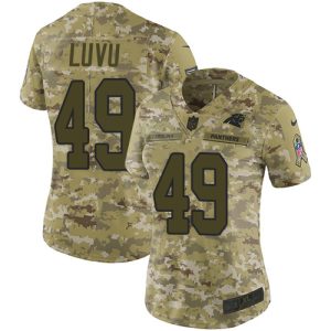 Panthers #49 Frankie Luvu Camo Women's Stitched NFL Limited 2018 Salute To Service Jersey