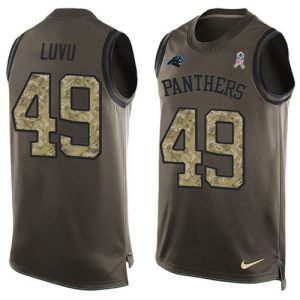 Panthers #49 Frankie Luvu Green Men's Stitched NFL Limited Salute To Service Tank Top Jersey