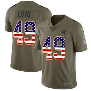 panthers #49 frankie luvu olive/usa flag youth stitched nfl limited 2017 salute to service limited jersey