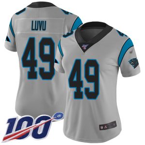 panthers #49 frankie luvu silver women's stitched nfl limited inverted legend 100th season limited jersey