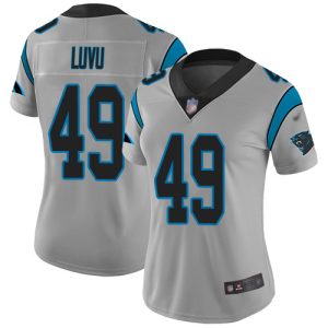 Panthers #49 Frankie Luvu Silver Women's Stitched NFL Limited Inverted Legend Jersey