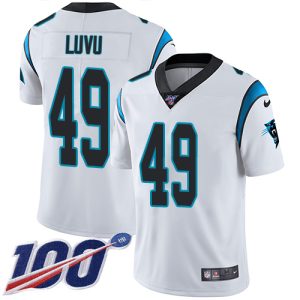 youth Panthers #49 Frankie Luvu White Men's Stitched NFL 100th Season Vapor Untouchable Limited Jersey