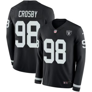 Raiders #98 Maxx Crosby Black Team Color Youth Stitched NFL Limited Therma Long Sleeve Jersey