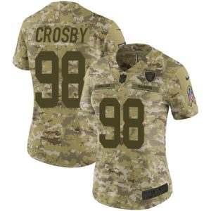 Raiders #98 Maxx Crosby Camo Women's Stitched NFL Limited 2018 Salute To Service Jersey