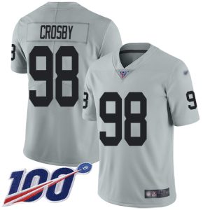 Raiders #98 Maxx Crosby Silver Men's Stitched NFL Limited Inverted Legend 100th Season Jersey