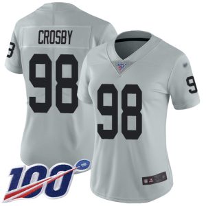 raiders #98 maxx crosby silver women's stitched nfl limited inverted legend 100th season customized jersey