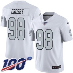 raiders #98 maxx crosby white men's stitched nfl limited rush 100th season personalized jersey