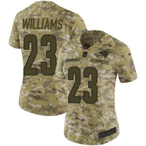 rams #23 kyren williams camo women's stitched nfl limited 2018 salute to service personalized jersey