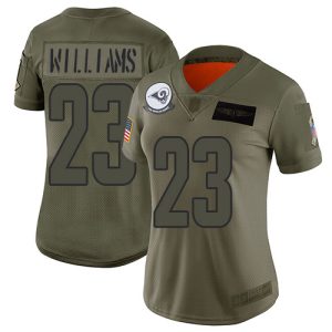 authentic Rams #23 Kyren Williams Camo Women's Stitched NFL Limited 2019 Salute To Service Jersey