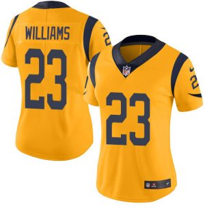 rams #23 kyren williams gold women's stitched nfl limited rush limited jersey