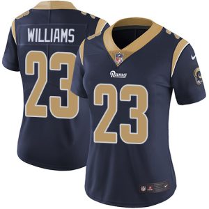 rams #23 kyren williams navy blue team color women's stitched nfl vapor untouchable limited wholesale jersey