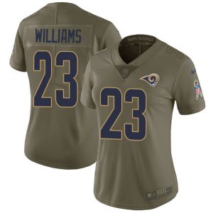 wholesale Rams #23 Kyren Williams Olive Women's Stitched NFL Limited 2017 Salute to Service Jersey